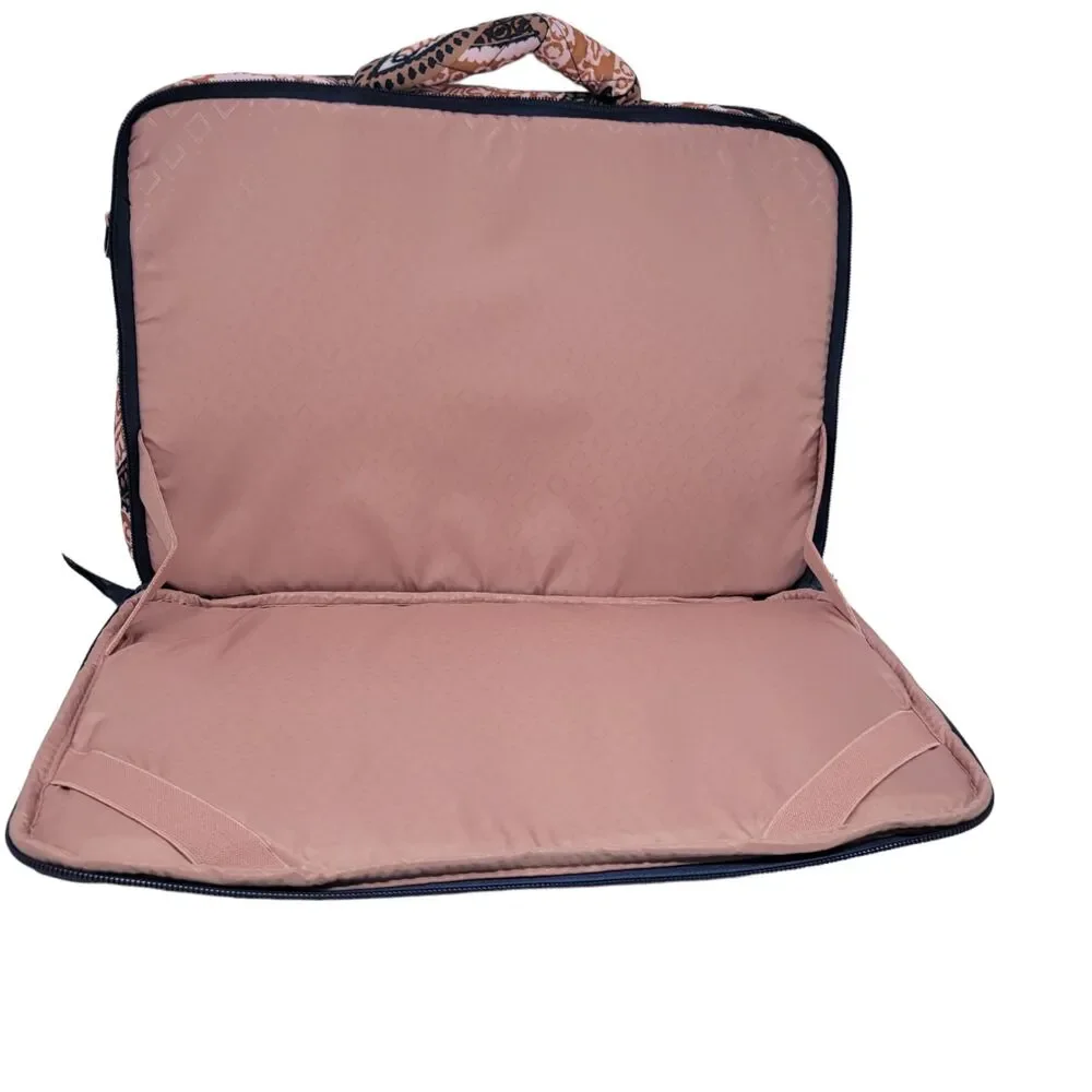 Vera Bradley Ultralight Laptop Crossbody Fern Paisley Pink/Tan Bag New $119